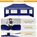 HOTEEL Canopy 10'x20' Pop Up Canopy Tent Heavy Duty Waterproof Adjustable Commercial Instant Canopy Outdoor Party Canopy Parties,Wedding,Outside Patio,Event,Backyard,White