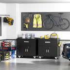 GXK-Home  Metal Garage Storage Cabinet With Lock and Hook Hole,Tool Chest with Wheels for Workshop,Black