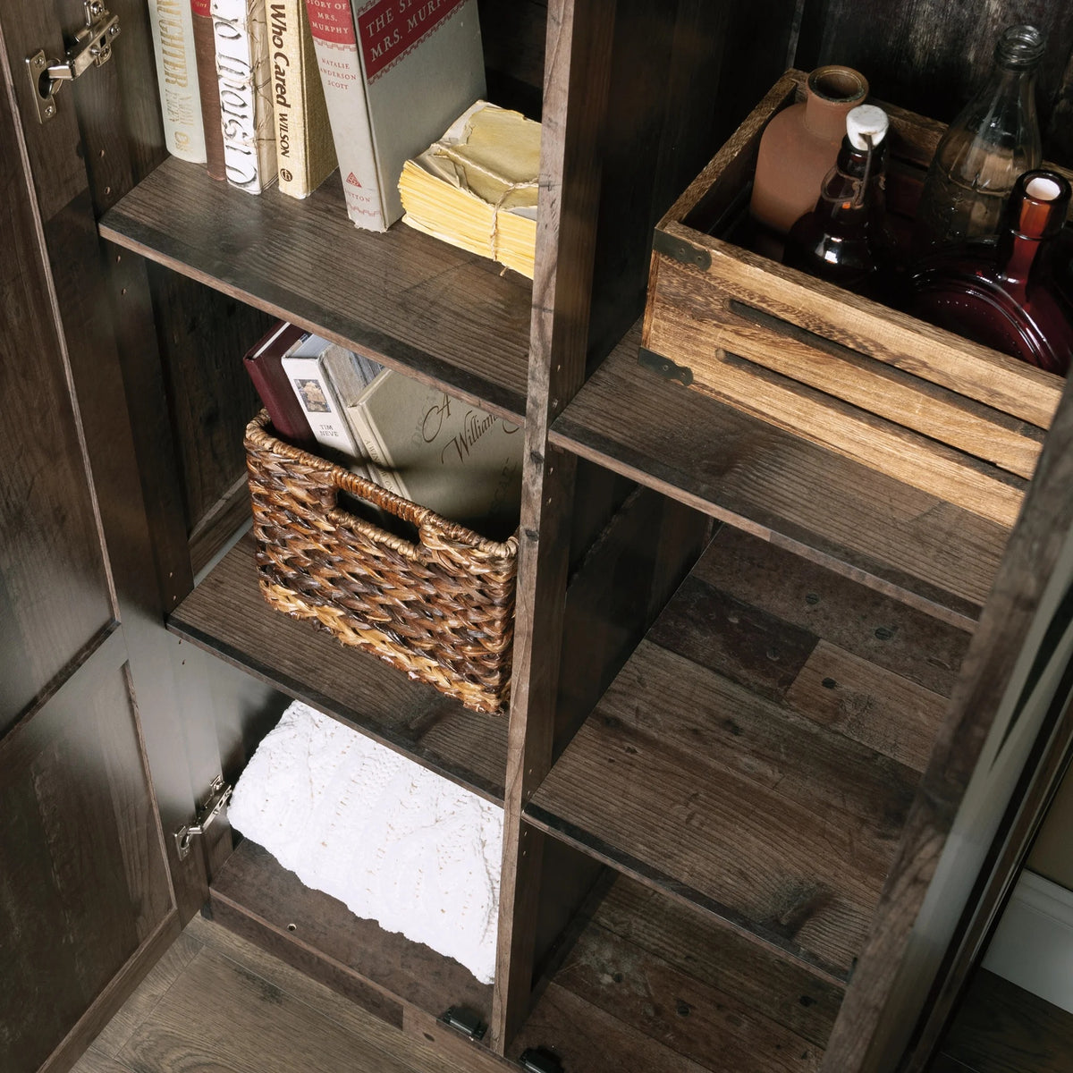 Sauder Select 2 Door Storage Cabinet, Reclaimed Pine Finish