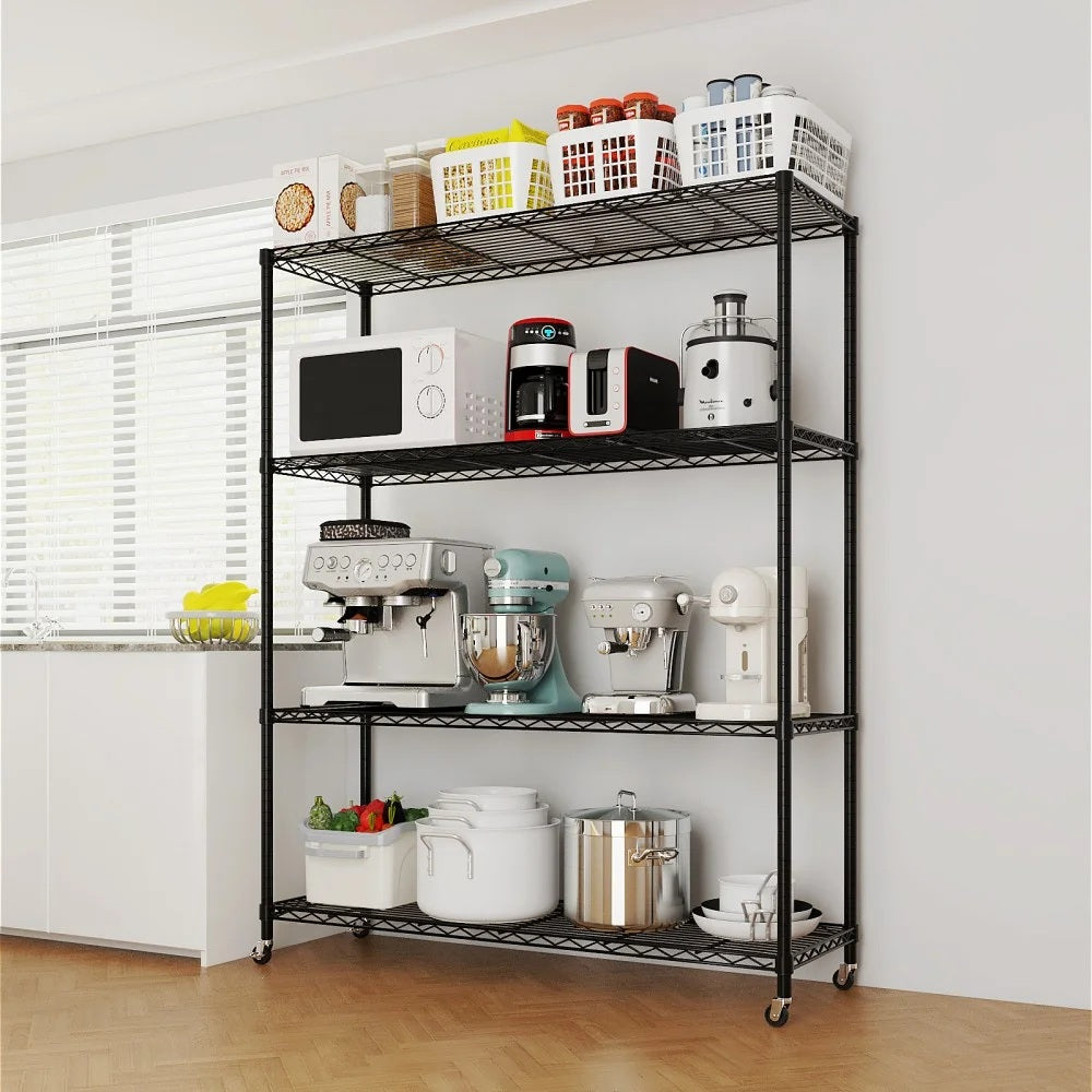 IVV 5-Tier Wire Shelving Unit with Wheels, 3125LBS NSF Heavy Duty Adjustable Metal Storage Rack for Garage,Pantry,Kitchen,Business,Warehouse, 59.06"W x 17.72"D x 74.02"H (Black)