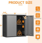 Metal Garage Wall Cabinet with Doors and Adjustable Shelf,Lockable Floating Tool Cabinet with Pegboard,Steel Storage Cabinet for Kitchen,Office,Garage,Laundry,Warehouse(Black&Gray, 26" H)