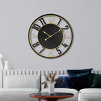 24 Inch Round Wooden Wall Clock, Modern Analog Clock with Numeral Design, Battery Operated