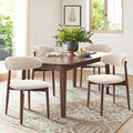Wooden Dining Chairs Set of 6, Upholstered Kitchen Side Chair, Camel