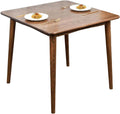 35.4" Square Dining Table, Solid Wood Kitchen Table for 2-4 People, Walnut