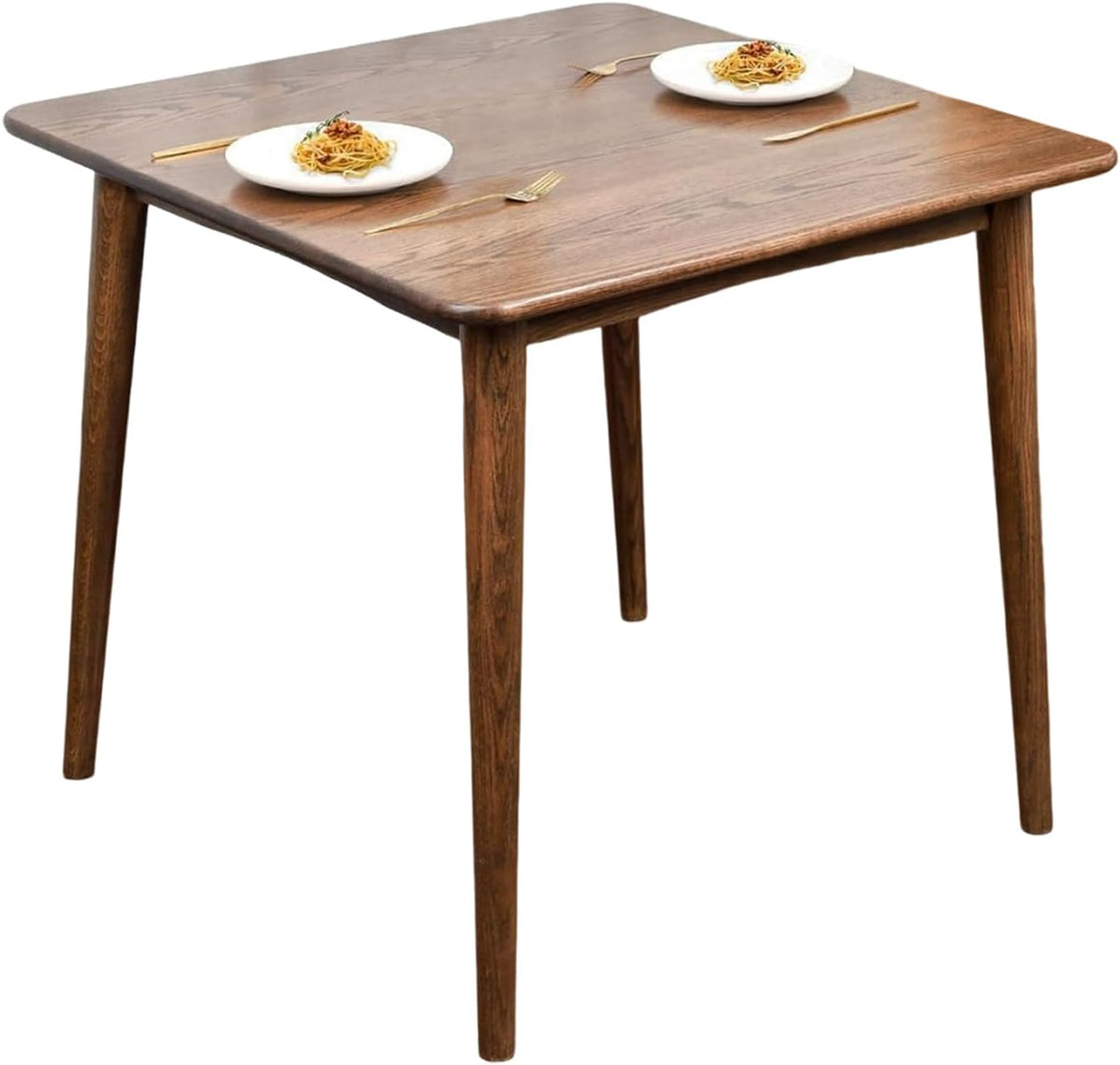 35.4" Square Dining Table, Solid Wood Kitchen Table for 2-4 People, Walnut