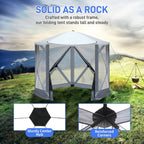 10'x10' Outdoor Pop-Up Camping Canopy - UV & Waterproof, 5 Mesh Sidewalls, Portable with Carrying Bag for Camping,Patio,Lawn, Gray