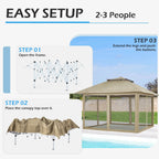 AVAWING 12x12 ft Outdoor Pop-up Canopy Party Tent Easy Setup Patio Wedding Tent, Khaki