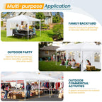 Hoteel Party Tent 10x20 Canopy Tents for Parties with 4 Removable Sidewalls, Patio Camping Gazebo, Portable Tent for Parties, Weddings, BBQ, Waterproof, White