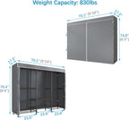 V5C SE Covered Garment Rack Heavy Duty Clothes Rack with Cover and Adjustable Shelves, Freestanding Portable Closet Racks Clothes Storage Wardrobe Closets, Black Clothing Racks with Grey Cover