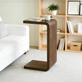 C Shaped End Table for Couch, Wooden C Table for Sofa, Walnut