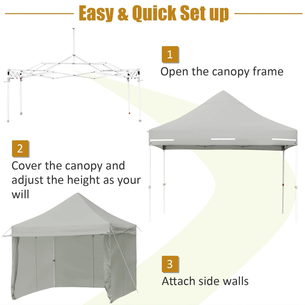 Patiojoy 10x10ft Pop up Tent, 4 Height Adjustment Folding Camping Tent with Awning Blue