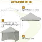 Patiojoy 10x10ft Pop up Tent, 4 Height Adjustment Folding Camping Tent with Awning Blue