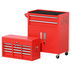 SUNCROWN 2-IN-1 Tool Chest, 8-Drawer Rolling Tool Chest with Hooks and Lockable Wheels,Metal Storage Detachable Top Tool Box with Lockable Wheels for Garage, Workshop, Art Studio(Black)