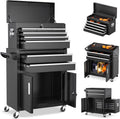 SUNCROWN 2-IN-1 Tool Chest, 8-Drawer Rolling Tool Chest with Hooks and Lockable Wheels,Metal Storage Detachable Top Tool Box with Lockable Wheels for Garage, Workshop, Art Studio(Black)