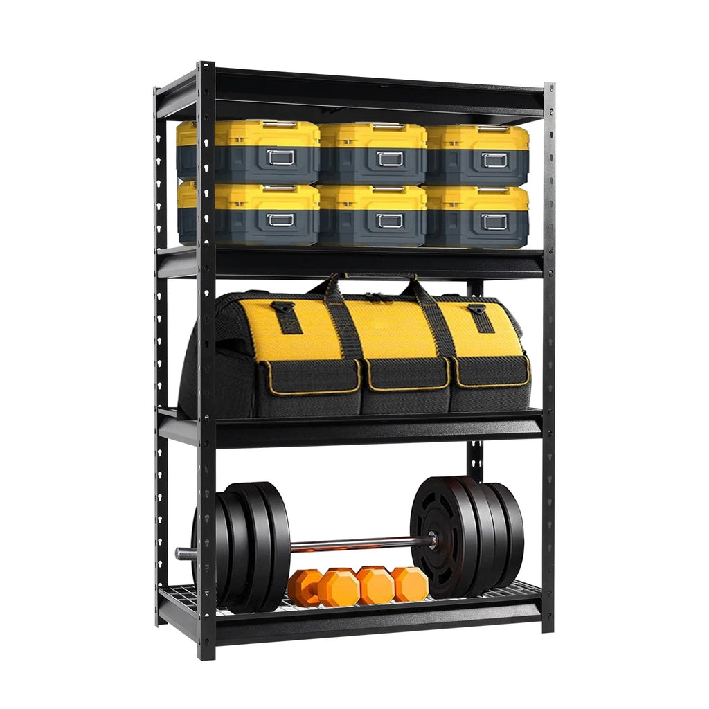 Shuntong The Atlas 12000LBS Garage Storage Shelves, 48"W Heavy Duty Metal Industrial Shelves, 4 Tier Adjustable Storage Rack for Warehouse Shop Basement,48"W x 24"D x 72"H, Black