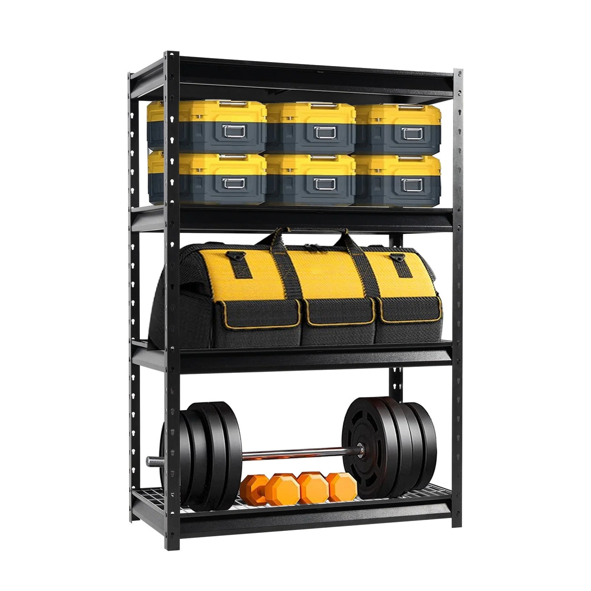 Shuntong The Atlas 12000LBS Garage Storage Shelves, 48"W Heavy Duty Metal Industrial Shelves, 4 Tier Adjustable Storage Rack for Warehouse Shop Basement,48"W x 24"D x 72"H, Black