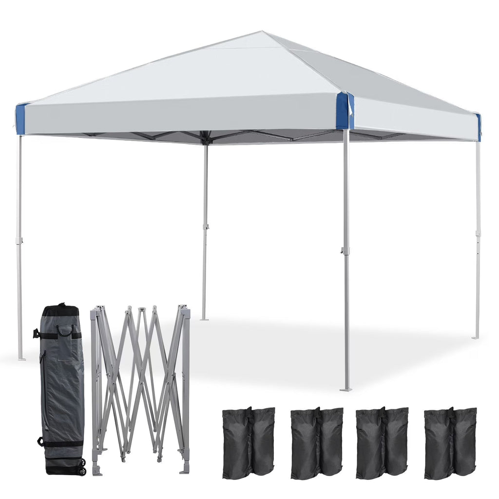 XiHuaZhaoChen  Canopy Tent Easy Set-up Outdoor Patio Canopy Adjustable Straight Leg Heights Instant Shelter with Wheeled Bag,Gray,10' x 10'