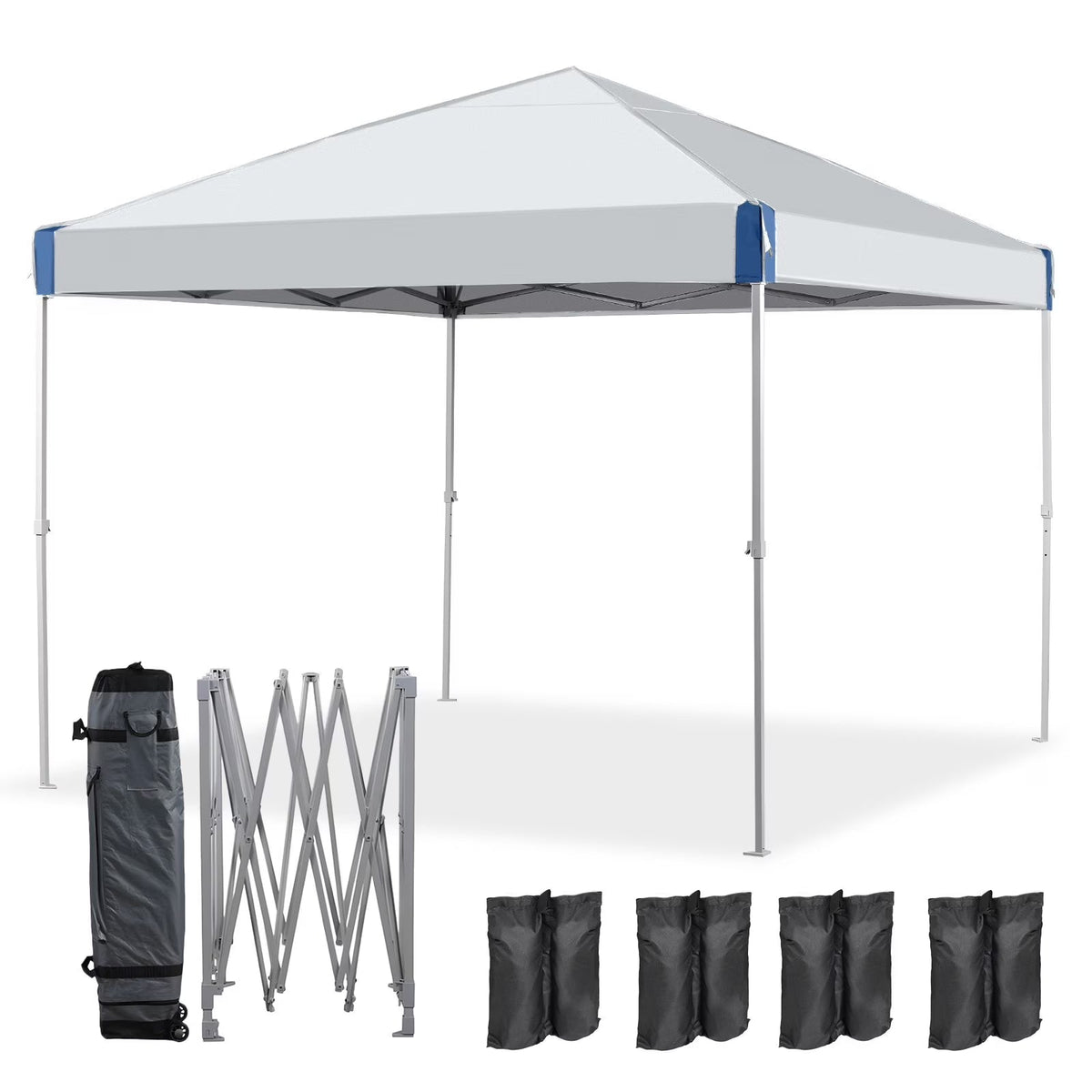 XiHuaZhaoChen  Canopy Tent Easy Set-up Outdoor Patio Canopy Adjustable Straight Leg Heights Instant Shelter with Wheeled Bag,Gray,10' x 10'