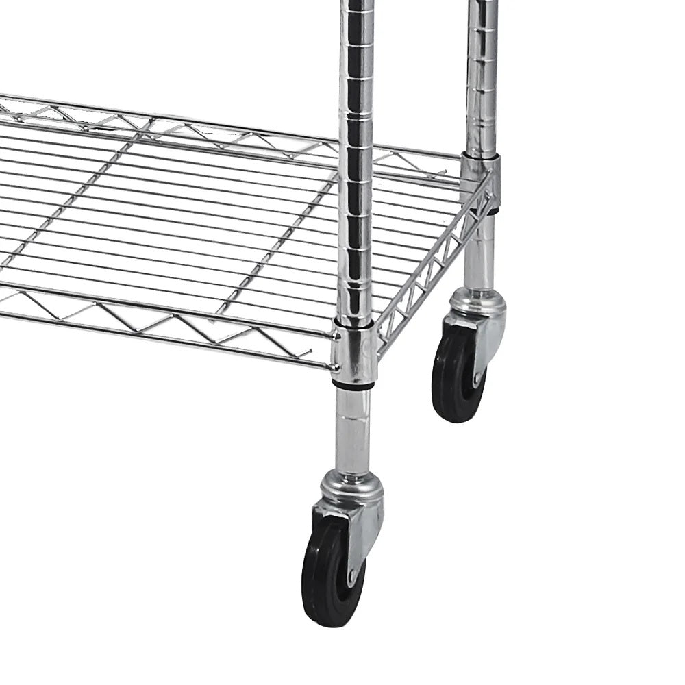 Tcbosik 5-Tier Heavy Duty Metal Storage Rack, NSF Certified Rolling Wire Shelving Unit with Adjustable Shelves for Home Office, Silver
