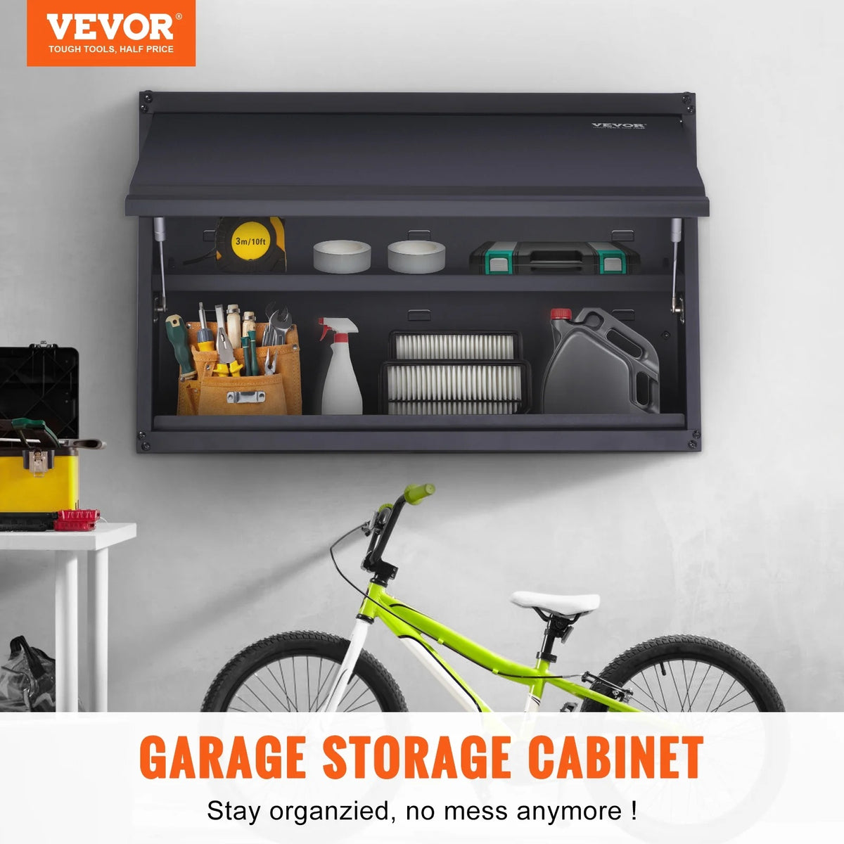 VEVOR Metal Storage Cabinet, 120lbs Load Capacity per Shelf, 20'' Tall Wall-Mounted Powder-Coating Steel Garage Cabinet with Adjustable Shelf, Press to Lock & Open Door, Perfect for Office Home
