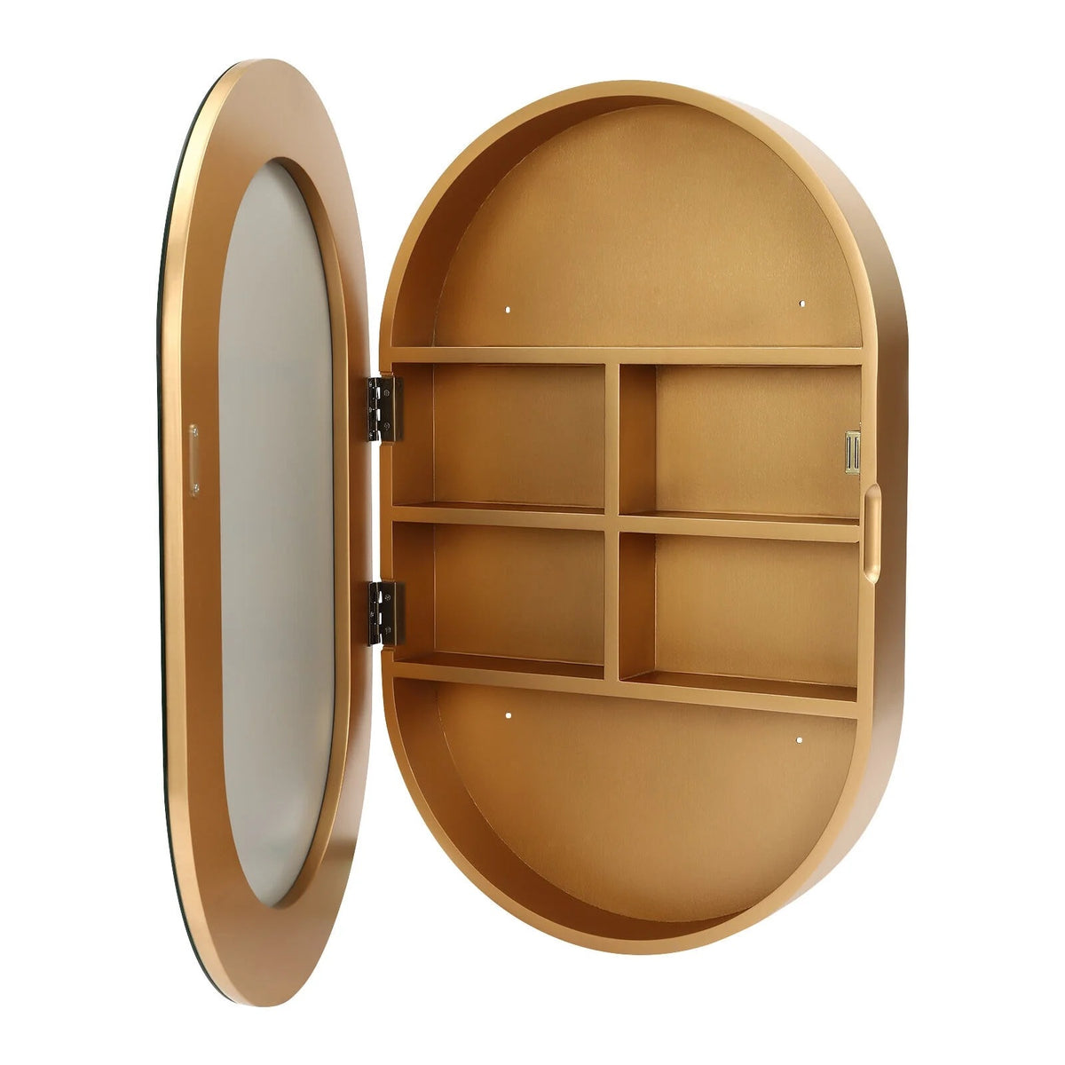 Fichiouy Bathroom Mirror Cabinet Oval Wall Mounted Cabinet Storage Cabinet with Mirror for Bathroom 19.76" x 30.82"