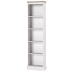Tall Narrow Wood Bookcase, Slim Freestanding Bookshelf for Small Spaces, Home Office and Living Room
