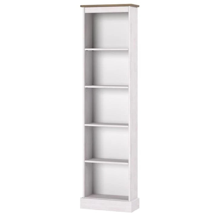 Tall Narrow Wood Bookcase, Slim Freestanding Bookshelf for Small Spaces, Home Office and Living Room