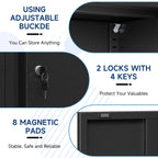 Metal Storage Cabinet with Wheels,Tool Storage Cabinet with Doors and Shelves Adjustable,Heavy Duty Garage Storage Cabinet,Steel Locking Storage Cabinet for Garage/Warehouse/Office/School/Home-Black