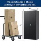 GAEANET 2 Door Metal Storage Cabinet with 5 Adjustable Shelves &Pegboard, 71" H-32" W-16" D Locking Steel Garage Cabinet, for Garage,Office,Home,Gym,School, File Cabinet,Assembly Required, Black