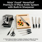 K32017 17 Piece Premium Knife System Block Set with Built-in Sharpener, Stainless Steel/Black