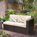5-Piece All-Weather Patio Furniture Set with Cushions, Outdoor Wicker Conversation Sofa Set for Garden, Deck & Backyard