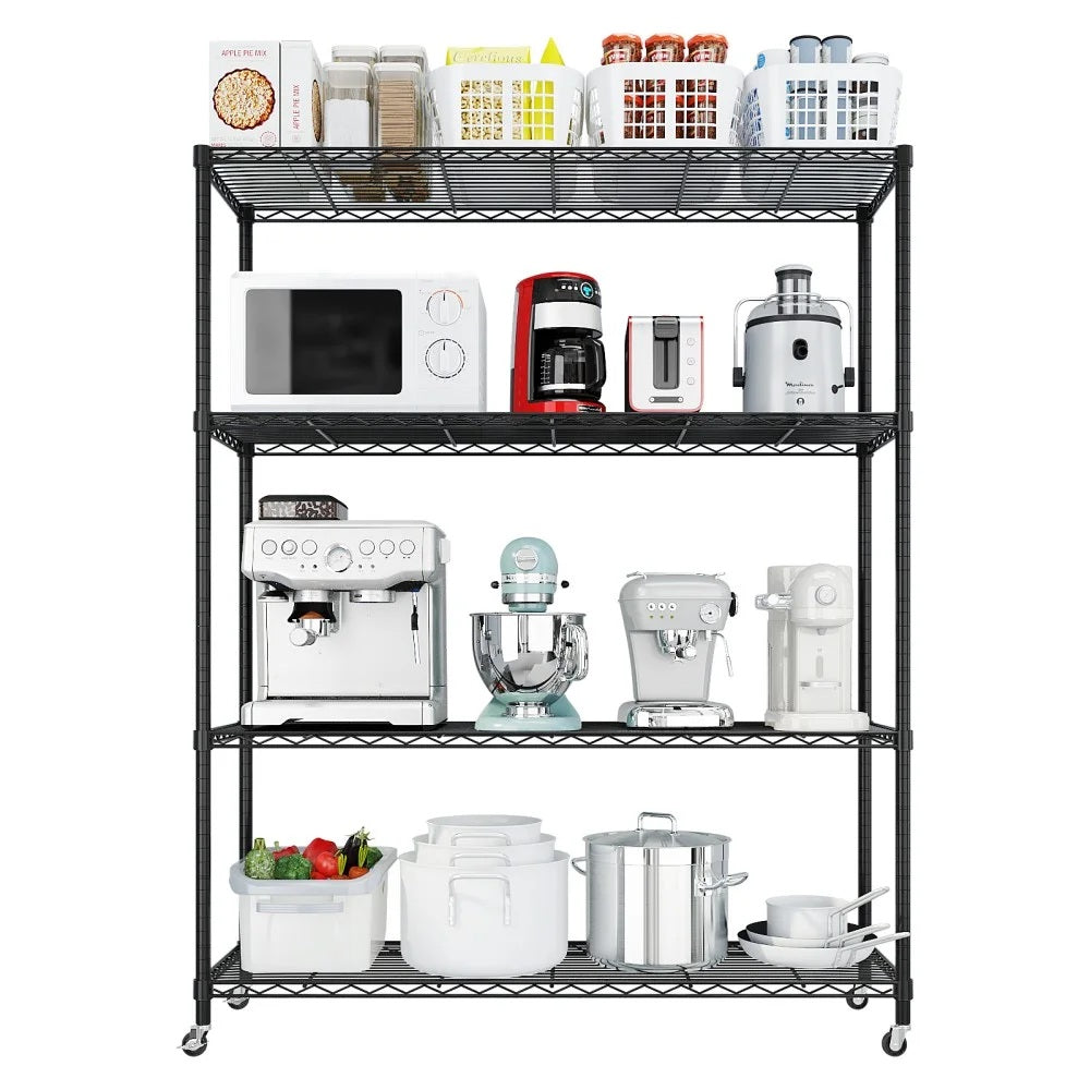 IVV 5-Tier Wire Shelving Unit with Wheels, 3125LBS NSF Heavy Duty Adjustable Metal Storage Rack for Garage,Pantry,Kitchen,Business,Warehouse, 59.06"W x 17.72"D x 74.02"H (Black)