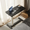 Solid Wood Overbed Bedside Table with Wheels,Tilt Top Hospital Bed Table Adjustable Over the Bed,Rolling Bed Desk for Hospital and Home Use (Black)