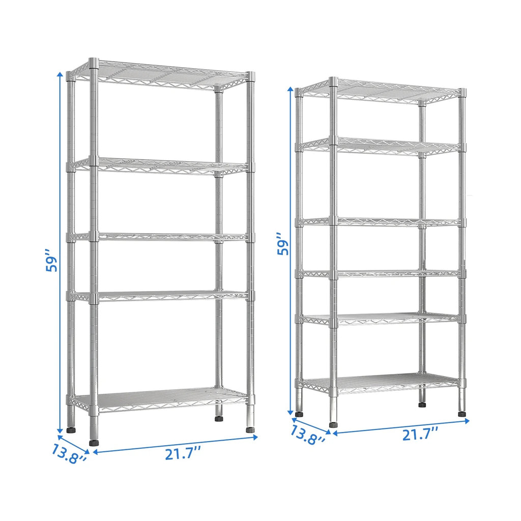 Zimtown Heavy Duty Storage Shelves, 63"W Wire Shelving Unit, Adjustable 4 Tier Metal Shelves Organizer Silver for Pantry Kitchen Basement, 1500 lbs Capacity