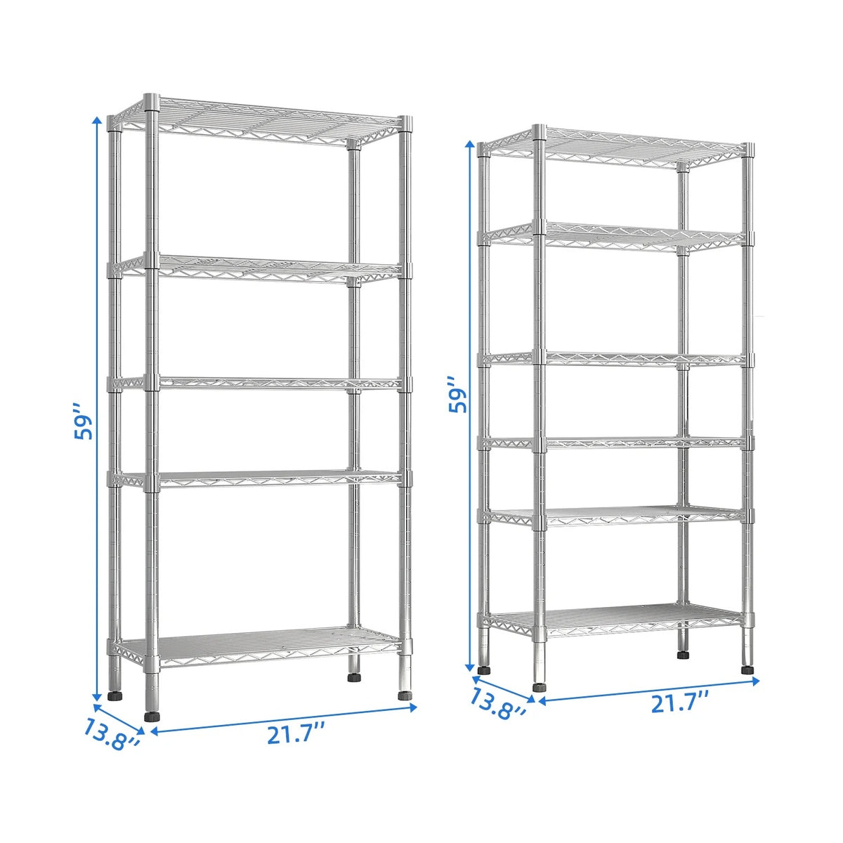 Zimtown Heavy Duty Storage Shelves, 63"W Wire Shelving Unit, Adjustable 4 Tier Metal Shelves Organizer Silver for Pantry Kitchen Basement, 1500 lbs Capacity
