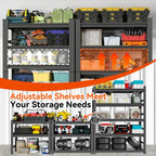 Garage Shelving Units and Storage 5 Tier Adjustable Storage Shelves Heavy Duty Metal Shelving Utility Industrial Shelving Rack for Garage Warehouse Pantry Basement,Black