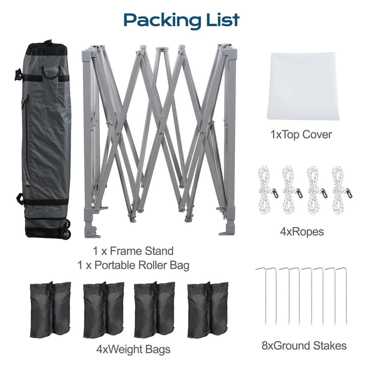 XiHuaZhaoChen  Canopy Tent Easy Set-up Outdoor Patio Canopy Adjustable Straight Leg Heights Instant Shelter with Wheeled Bag,Gray,10' x 10'