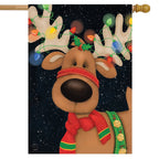 Reindeer in Lights Christmas House Flag Holiday 28" x 40" Briarwood Lane