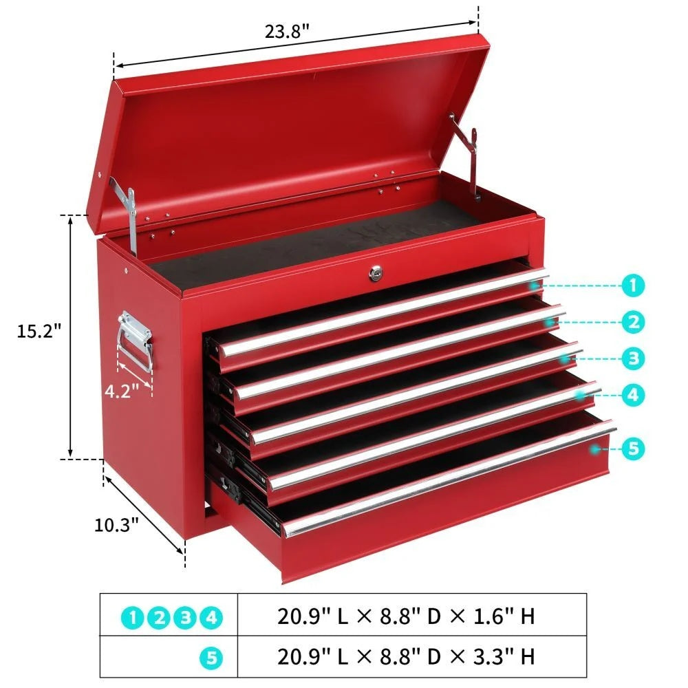 IVV 4-Drawer Rolling Tool Chest w/Lock & Key, Tool Storage Cabinet with Universal Wheels, Anti-Scratch Liners, Tool Organizer Box for Garage, Warehouse & Repair Shop, Red