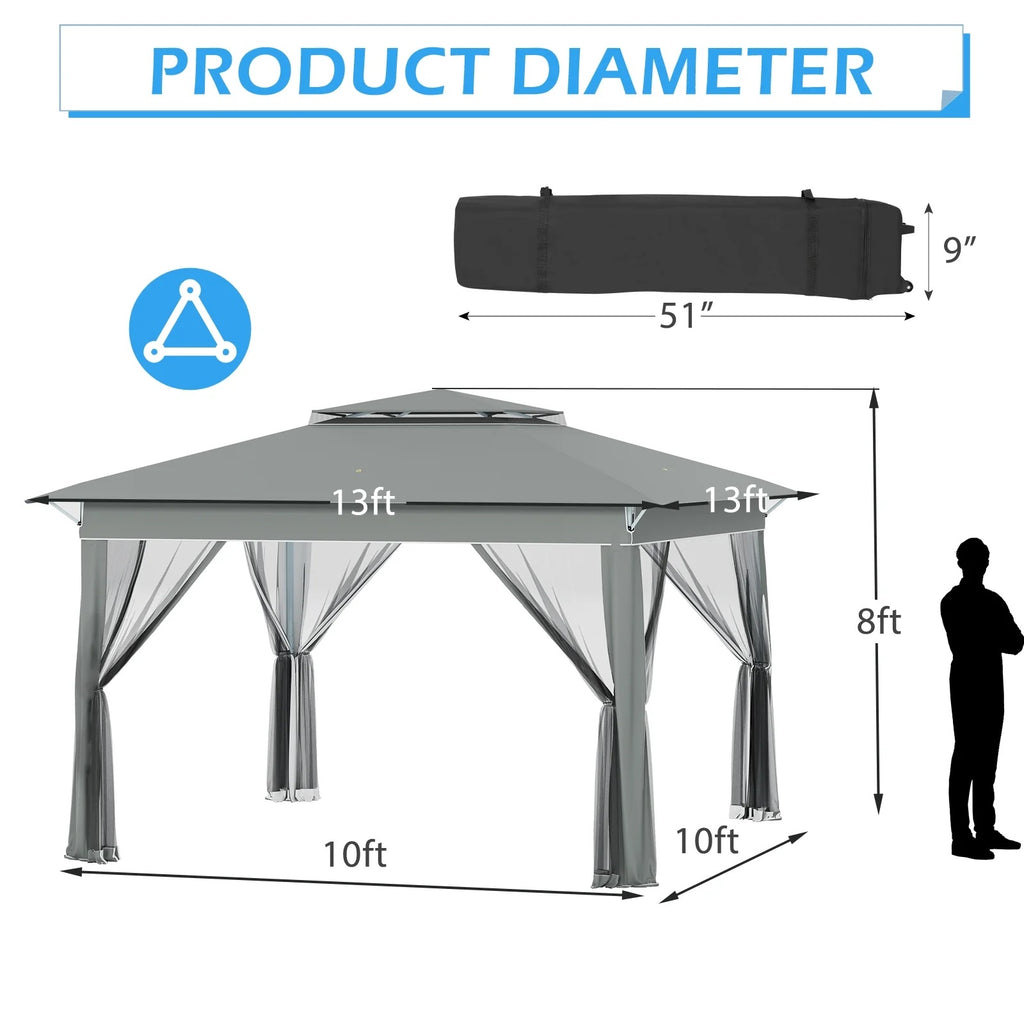 AVAWING 12x12 ft Outdoor Pop-up Canopy Party Tent Easy Setup Patio Wedding Tent, Khaki