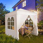 6.5x6.5ft Pop Up Canopy Tent - Instant White Gazebo w/ 4 Sidewalls, UPF 50+ & Carry Bag, 42 sq ft Shade for Camping/Patio (200x200cm)