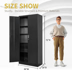 Metal Storage Cabinet, Garage Metal Cabinet with Doors, Adjustable Shelf Height & Steel Lockable Storage Cabinet, Tool Cabinets for Office, Home, Gym, School and Kitchens