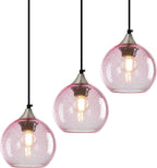Amber Pendant Lights Kitchen Island 3 Pack, 5.9 in Seeded Glass Globe
