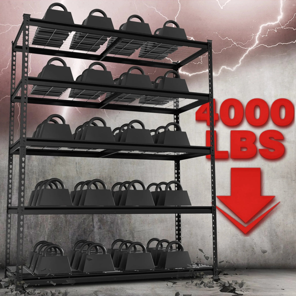 WORKPRO 4000 lbs 5-Tier Metal Shelving Unit, 72-H x 48-W x 24-D, Heavy Duty Adjustable Storage Rack, for Garage, Basement, Warehouse, Workshop
