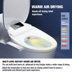 WLJBIDET Toilet Bidet Seat, Instant Warm Water, Self-Cleaning Nozzle, Multiple Spraying Modes, Electric Heated Seat, Warm Air Drying, Soft Closed Lid, Display Screen, Requires Electricity, Elongated
