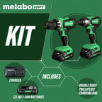 Metabo HPT 18V MultiVolt Hammer Drill and Impact Driver Combo Kit | Cordless | 2-2.0Ah Li-Ion Batteries w/Fuel Gauge | Lifetime Tool Warranty | KC18DFX