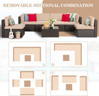 5-Piece All-Weather Patio Furniture Set with Ottoman, Outdoor Wicker Conversation Sofa Set with Cushions for Garden, Deck & Backyard