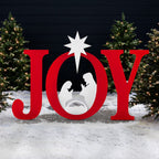 Best Choice Products 46in Outdoor JOY Christmas Nativity Decoration w/ Weather Resistant PVC, Ground Stakes - Red/White
