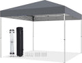 10 X 10ft Pop Up Canopy Tent Easy Set up Outdoor Instant Straight Legs Portable Gazebo Shelter with Wheeled Bag for Camp Beach Patio and Garden (Grey)
