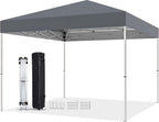 10 X 10ft Pop Up Canopy Tent Easy Set up Outdoor Instant Straight Legs Portable Gazebo Shelter with Wheeled Bag for Camp Beach Patio and Garden (Grey)
